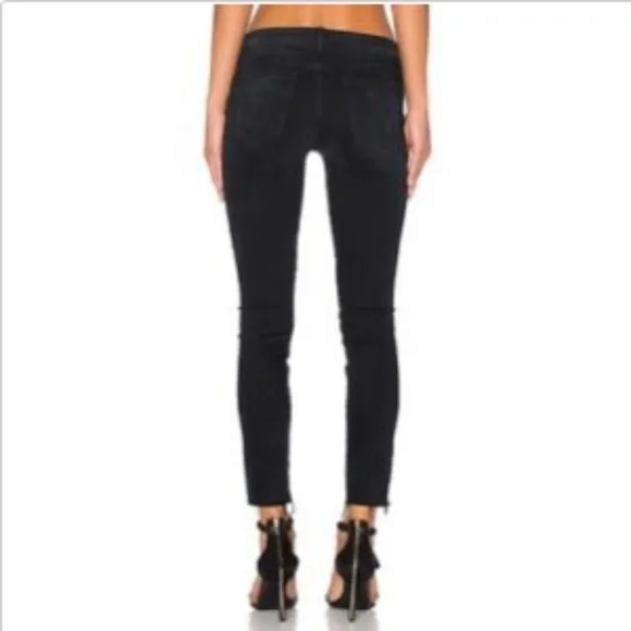 Mother Denim Looker Ankle Fray Blackbird 27 Black - Picture 3 of 7